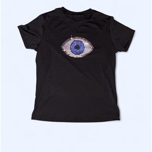 Women’s NEW Eye 🧿🪬 Graphic Logo Black Short Sleeve Round Neck Tee ~ Size XL
